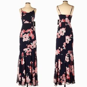 NWT Lulu’s Black/Pink Floral Maxi Dress S